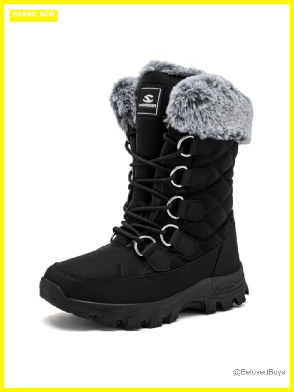 Women's Snow Boots Faux Fur Lined Water Resistant Lace-Up Mid-Calf Winter Boot